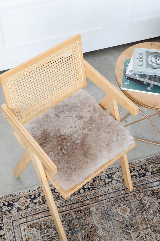 Coussin de chaise en peau de mouton islandais en lin tondu