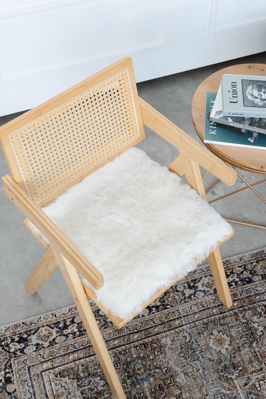 Coussin de chaise en peau de mouton islandais blanc tondu