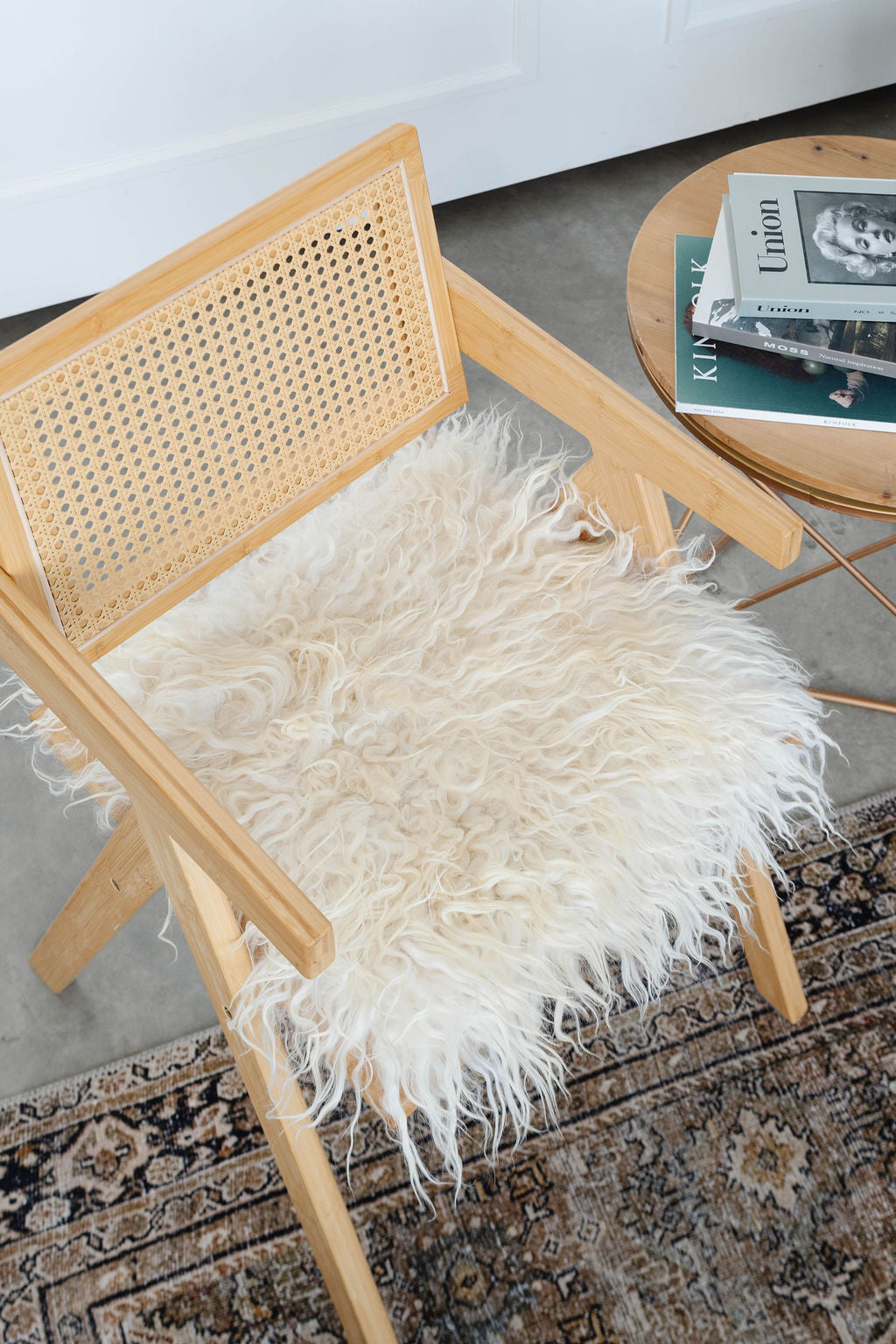 White Curly Icelandic Sheepskin Chair Pad
