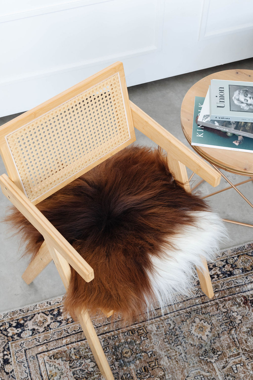 Rusty Brown and White Spotted Icelandic Sheepskin Chair Pad