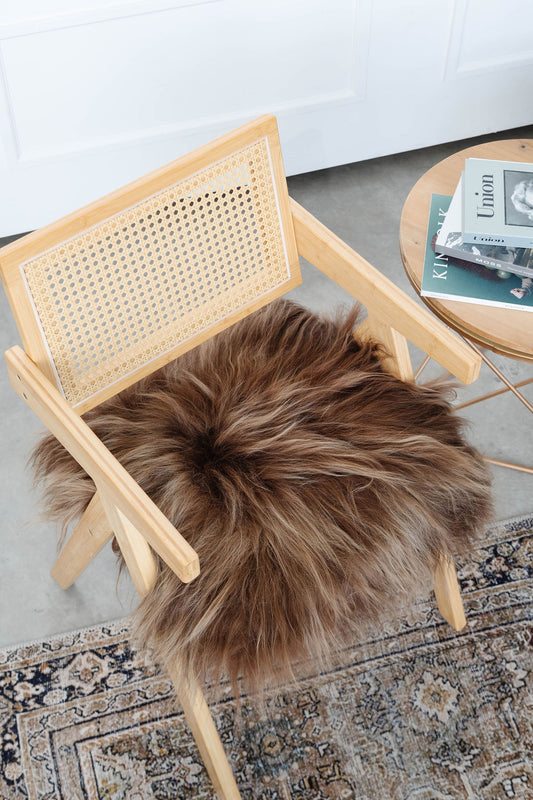 Coussin de chaise en peau de mouton islandais marron