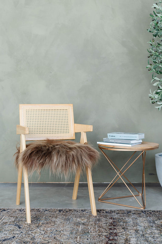 Cojín de silla de piel de oveja islandesa marrón