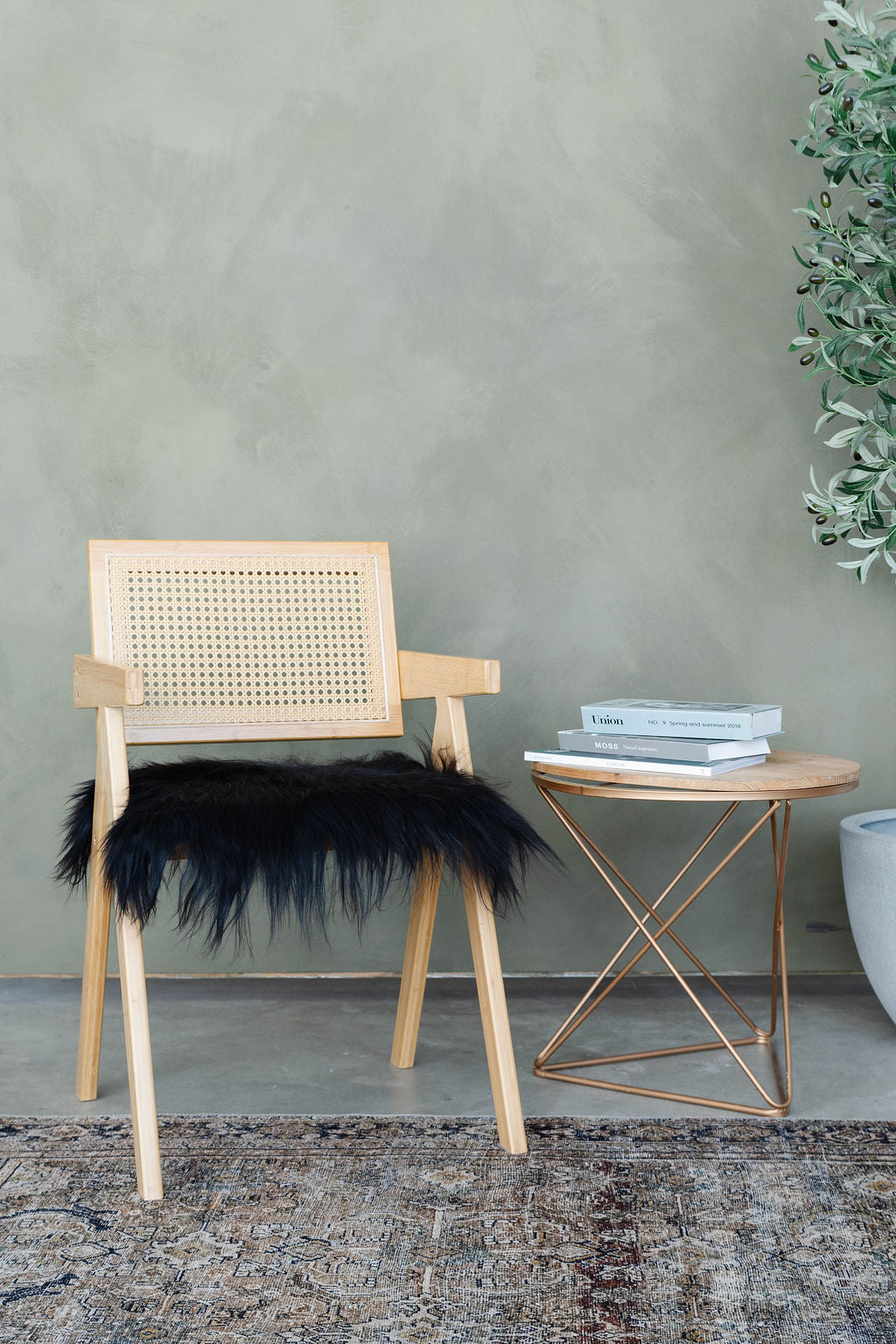Coussin de chaise en peau de mouton islandais noir