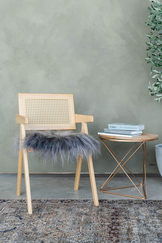 Coussin de chaise en peau de mouton islandais minéral