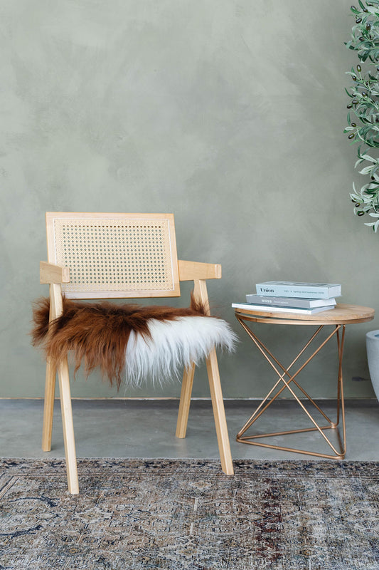 Rusty Brown and White Spotted Icelandic Sheepskin Chair Pad