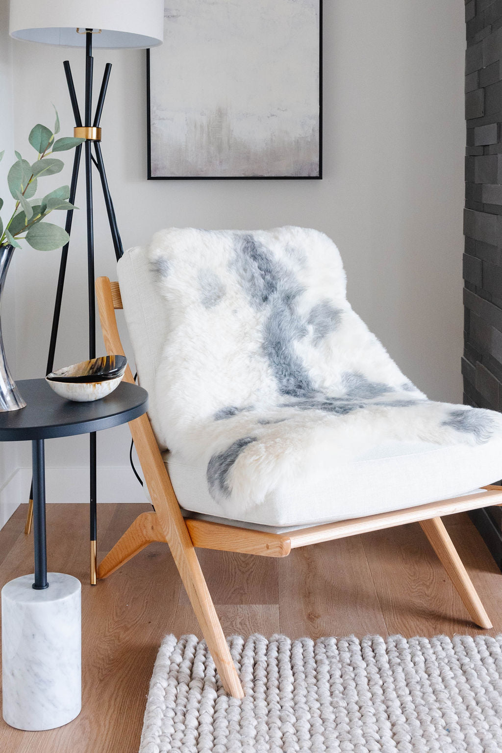 Shorn Spotted Icelandic Sheepskin | Random - Black Sheep (White Light)