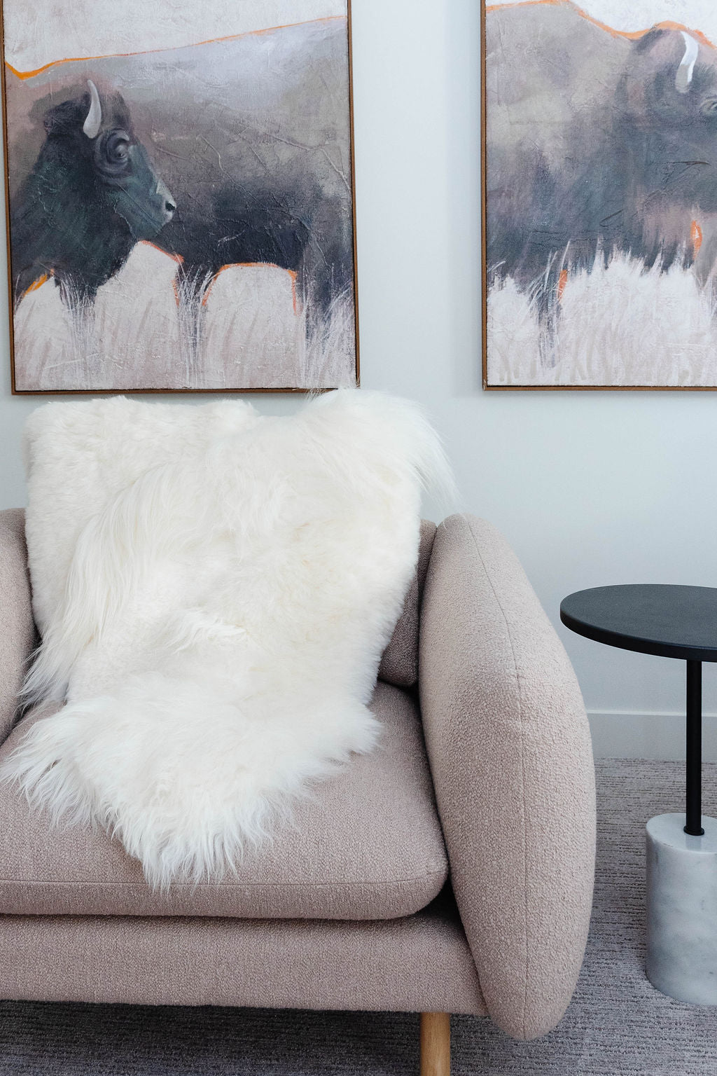 White Mélange Icelandic Sheepskin Throw
