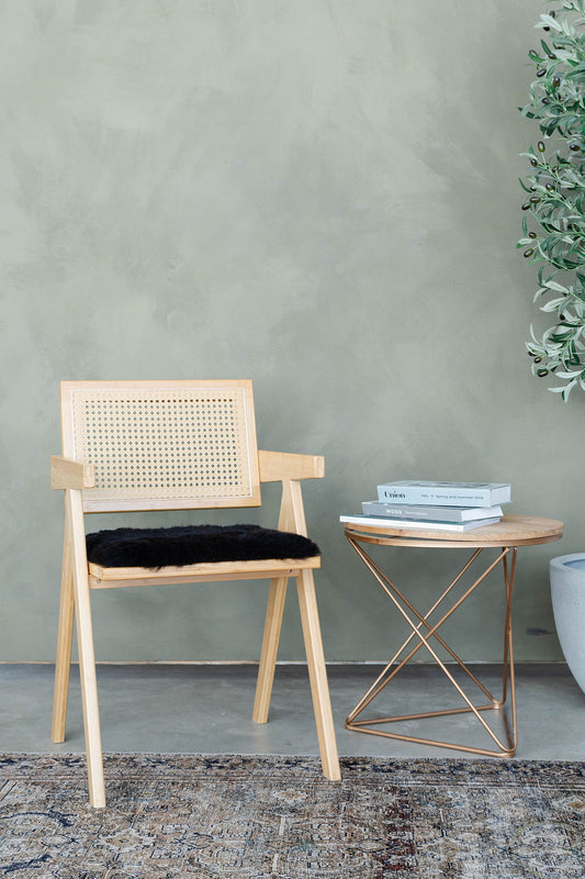 Coussin de chaise en peau de mouton islandais noir tondu