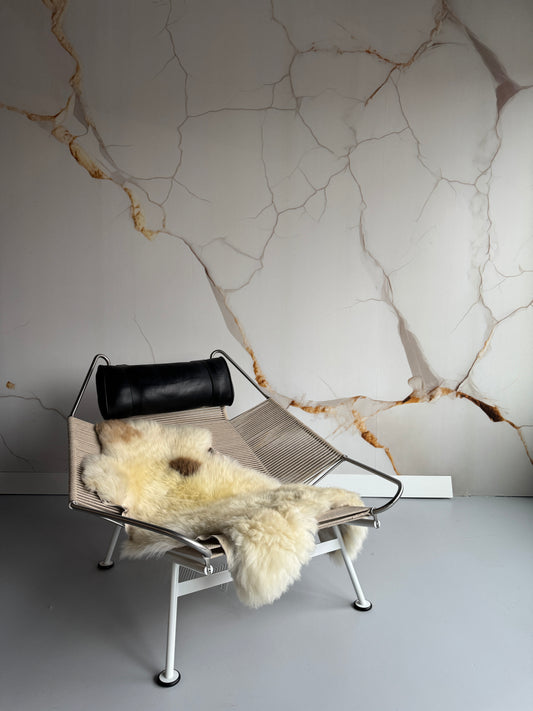 ONE OF A KIND Welsh Long wool Cream-Yellow with single brown Spot Sheepskin