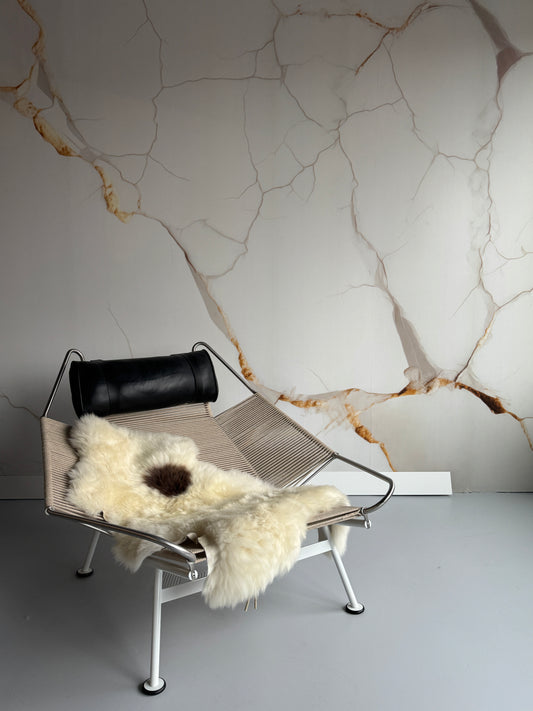 ONE OF A KIND Welsh Long wool Cream with single brown Spot Sheepskin