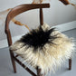 White and Black Spotted Curly Icelandic Sheepskin Chair Pad