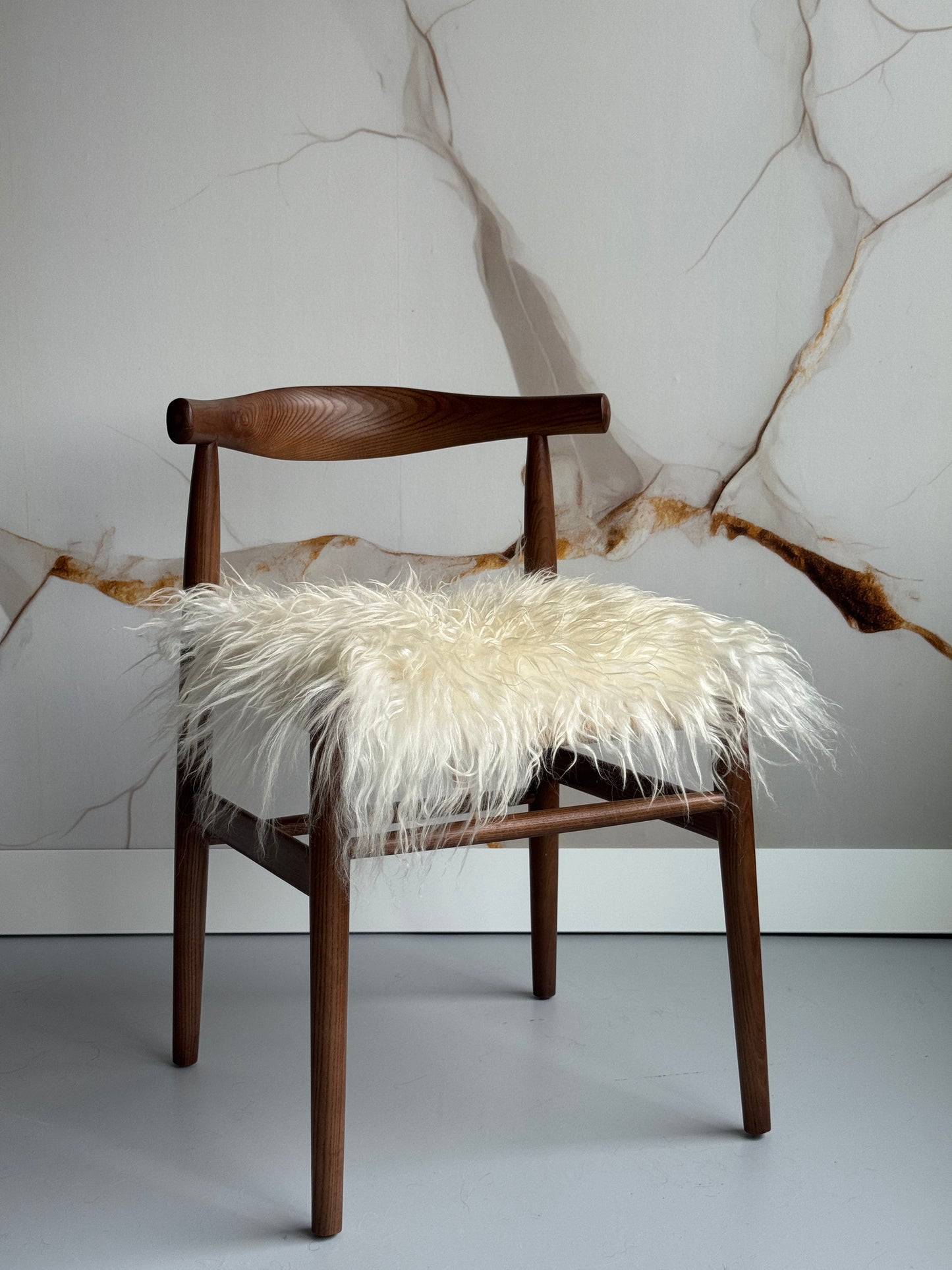 White Curly Icelandic Sheepskin Chair Pad