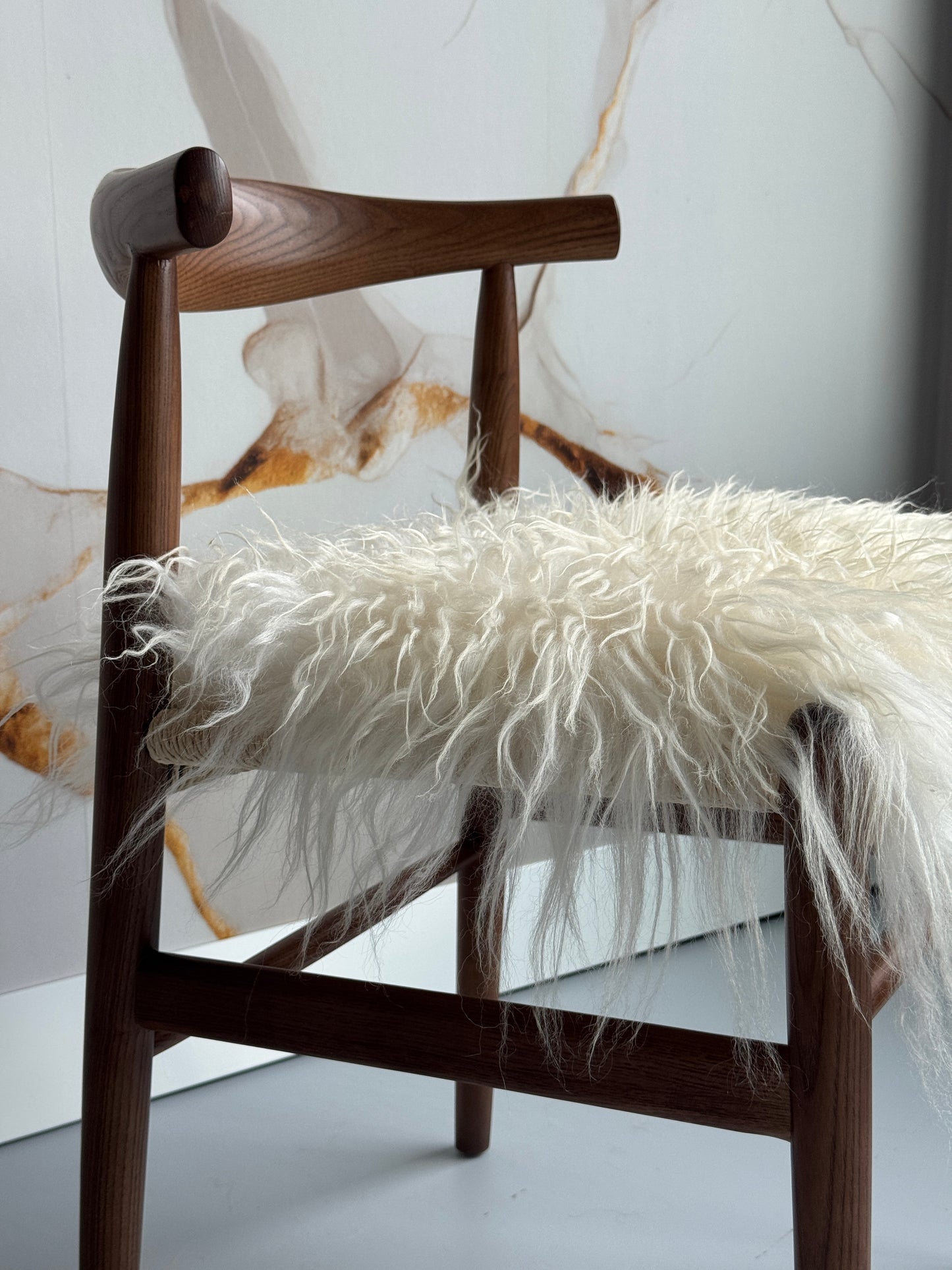 White Curly Icelandic Sheepskin Chair Pad