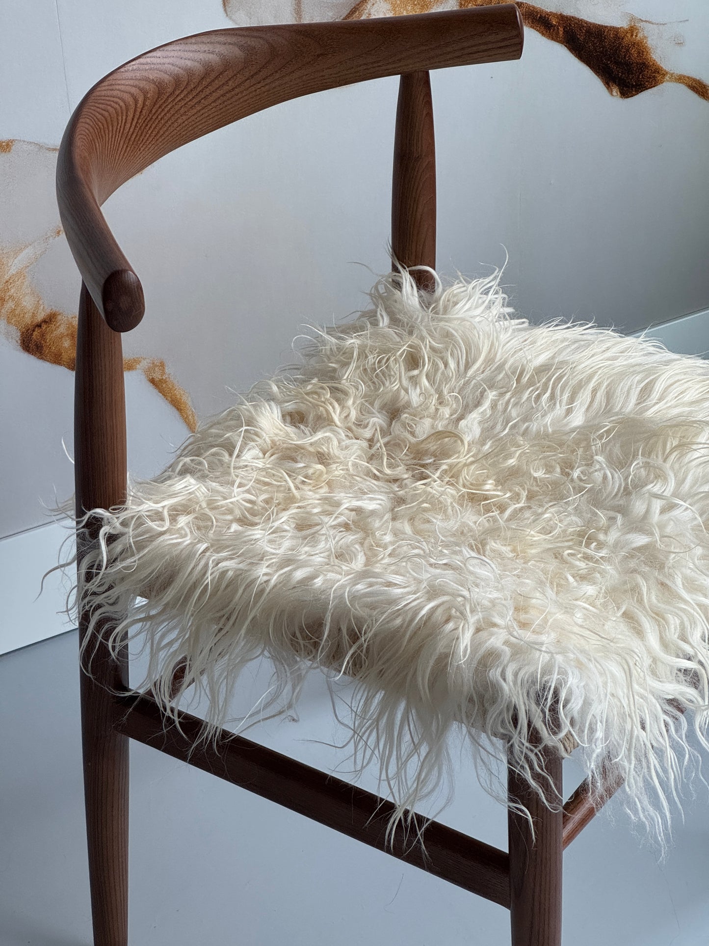 White Curly Icelandic Sheepskin Chair Pad