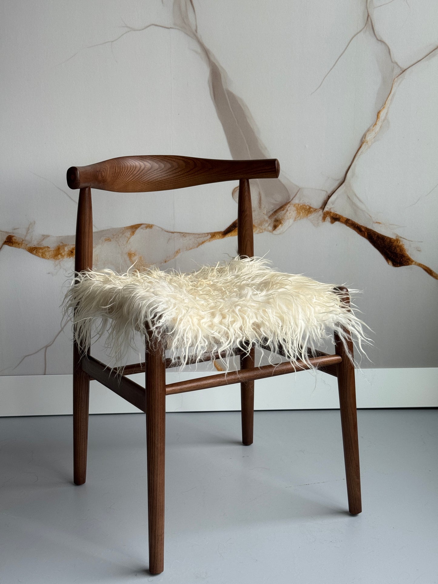 White Curly Icelandic Sheepskin Chair Pad