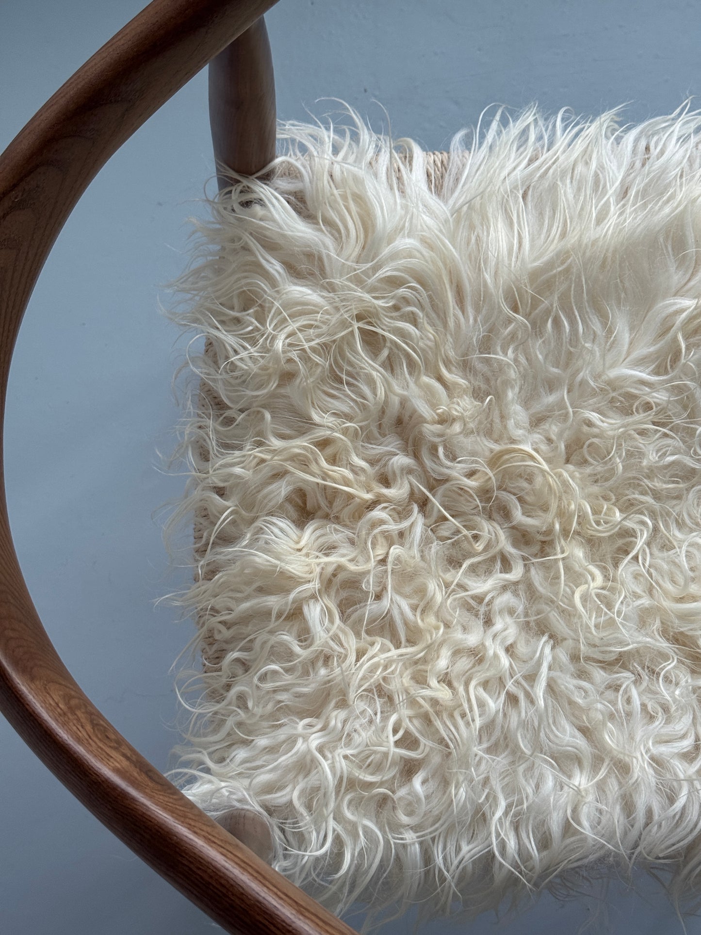 White Curly Icelandic Sheepskin Chair Pad