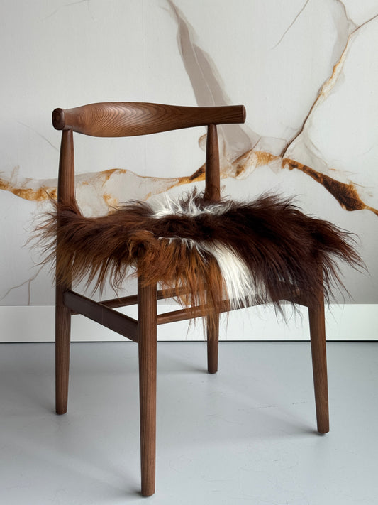 Rusty Brown and White Spotted Icelandic Sheepskin Chair Pad