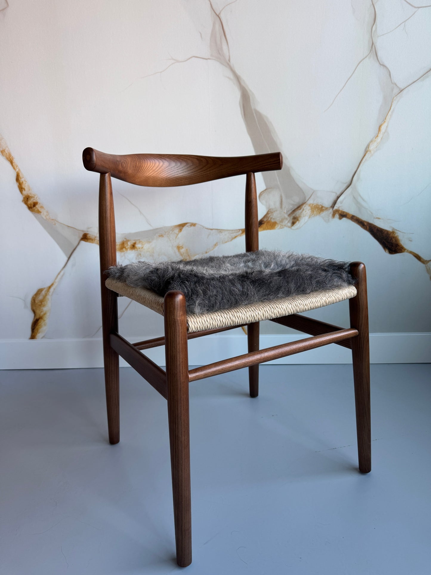 ONE OF A KIND Icelandic Shorn Natural Grey Sheepskin Chair Pad