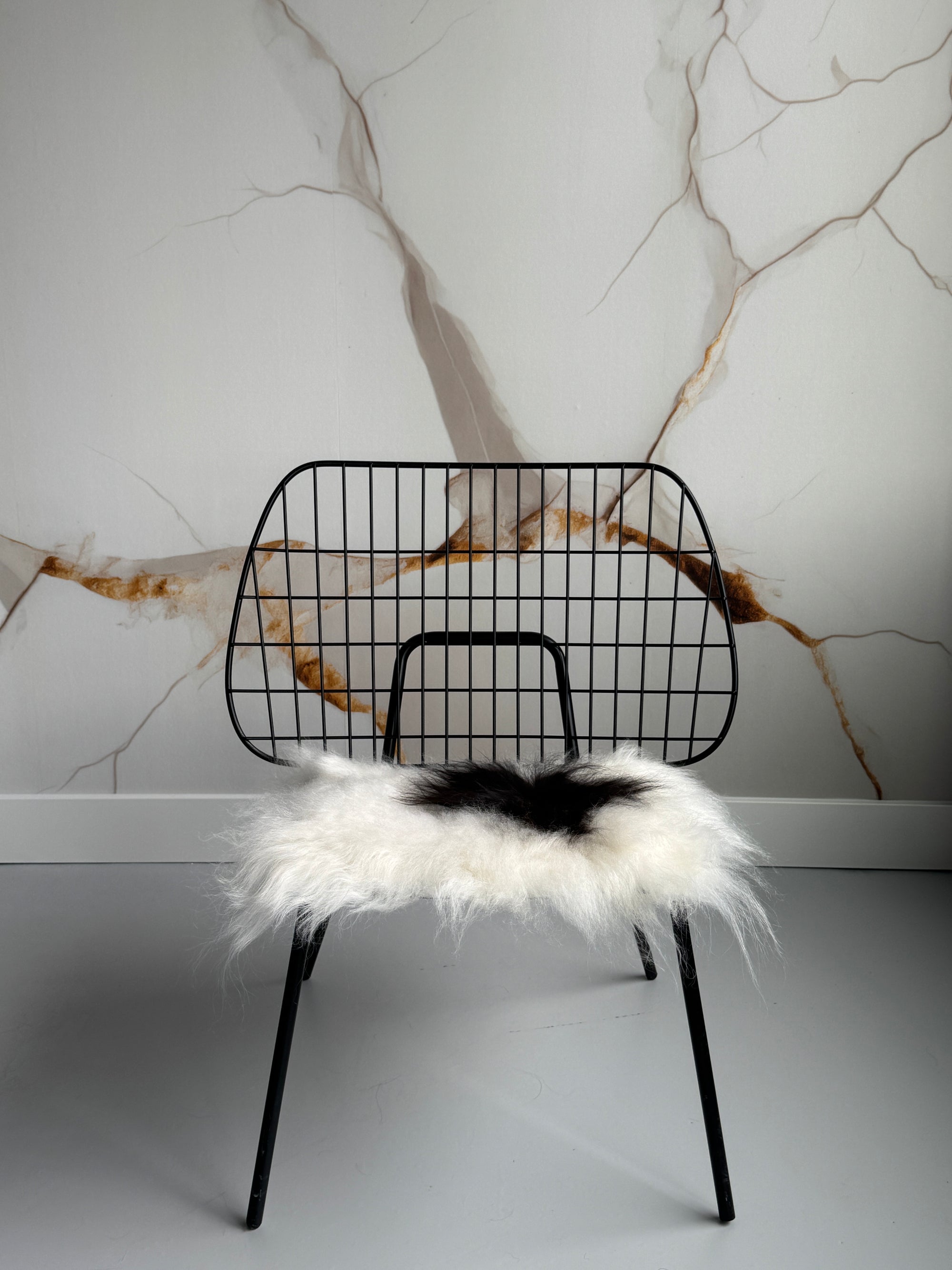 B Grade Black Spotted Icelandic Sheepskin Chair Pad