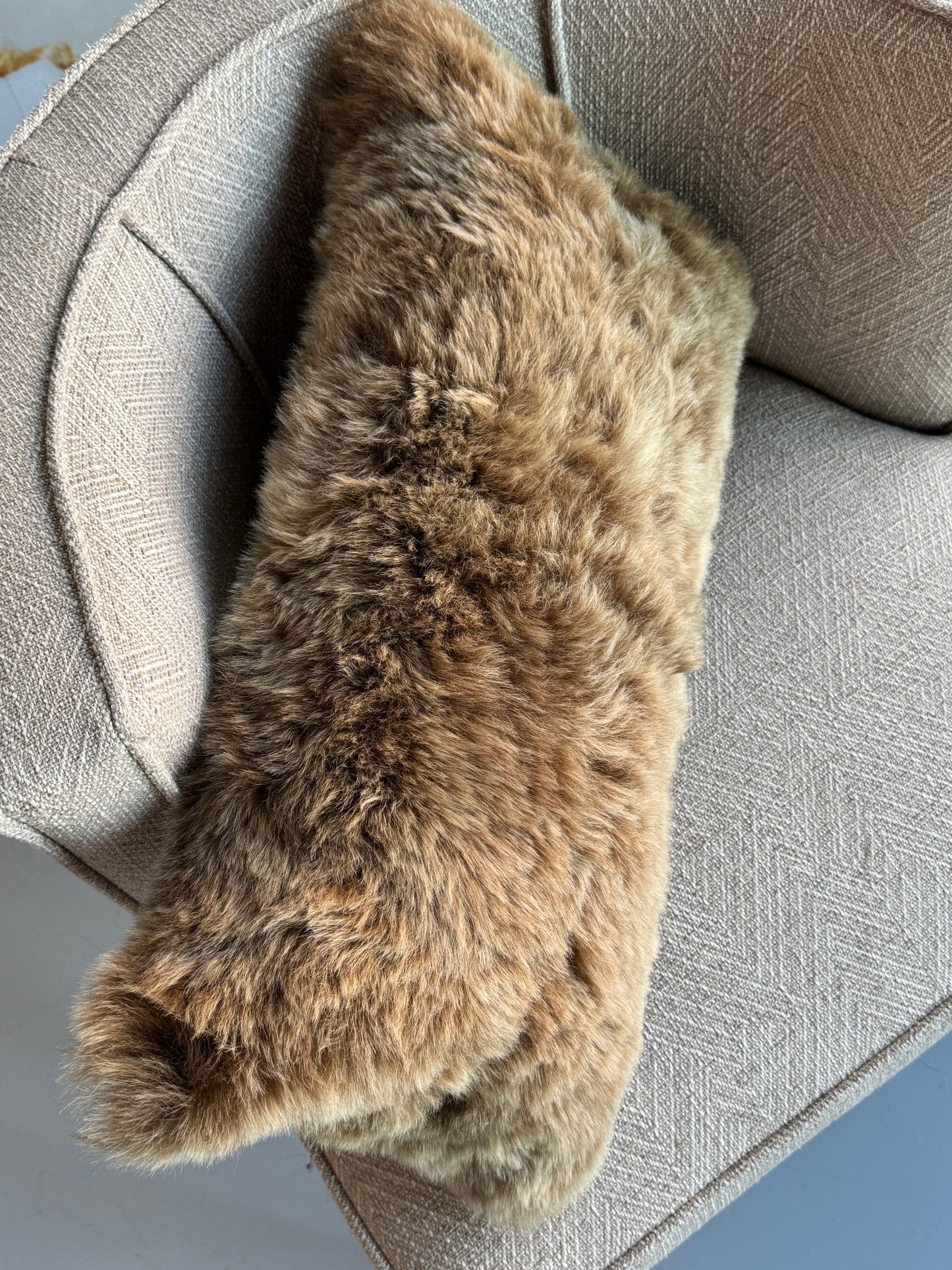 B Grade Rectangular Shorn Brown Icelandic Sheepskin Pillow Cover