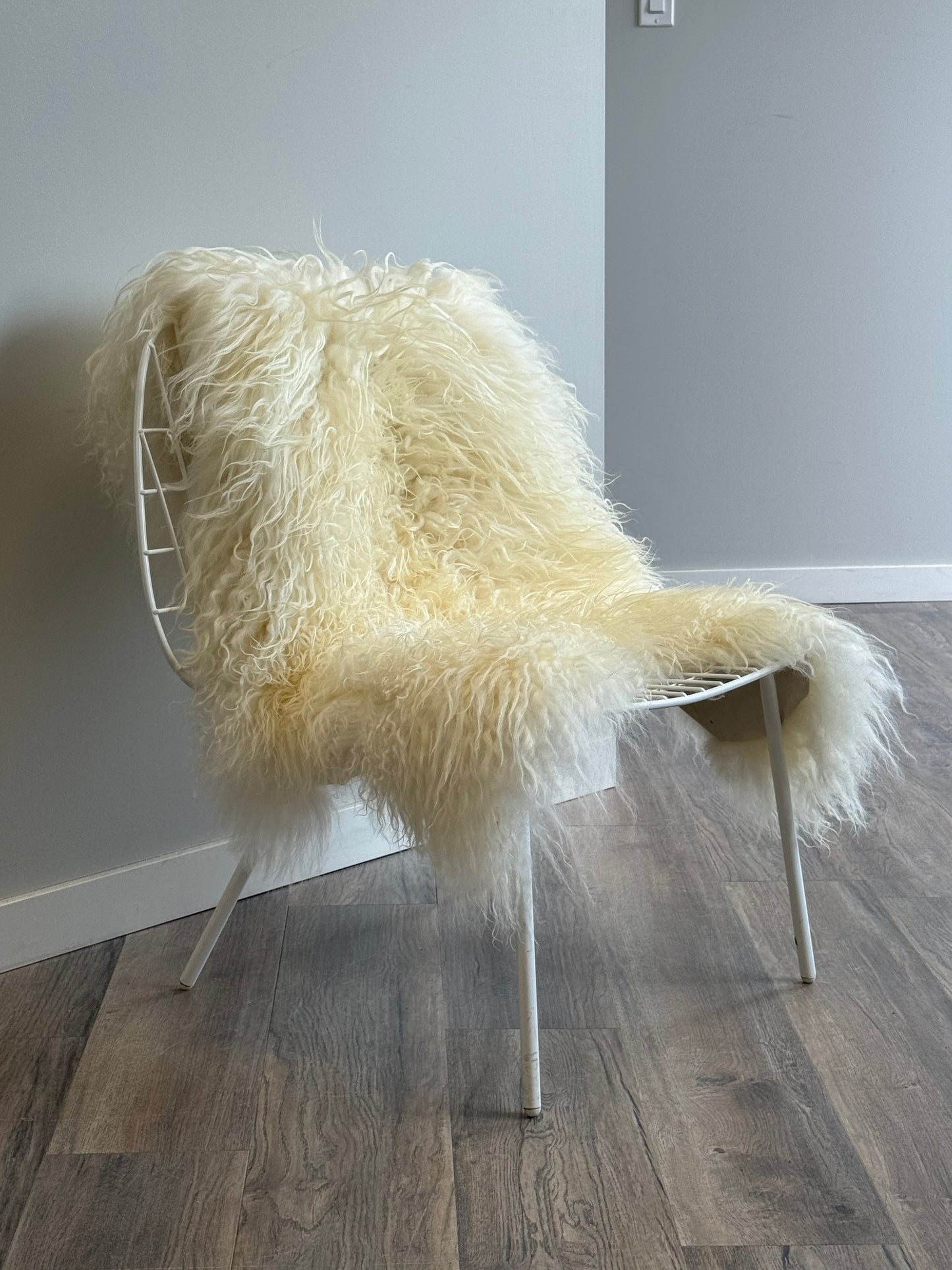 White Icelandic Curly Sheepskin