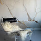ONE OF A KIND Large White Long wool Icelandic Sheepskin with Light Grey Spot