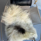 ONE OF A KIND Large White Long wool Icelandic Sheepskin with Light Grey Spot