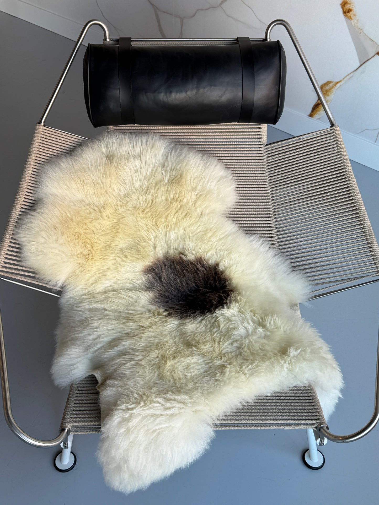 ONE OF A KIND Welsh Cream with single Grey Spot Sheepskin