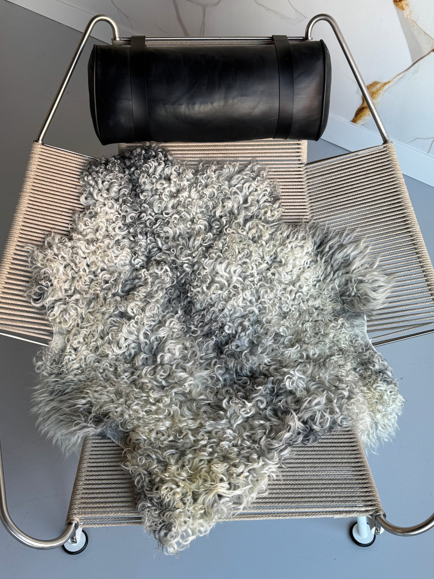 ONE OF A KIND Gotland Long Wool White/Grey Mix Sheepskin