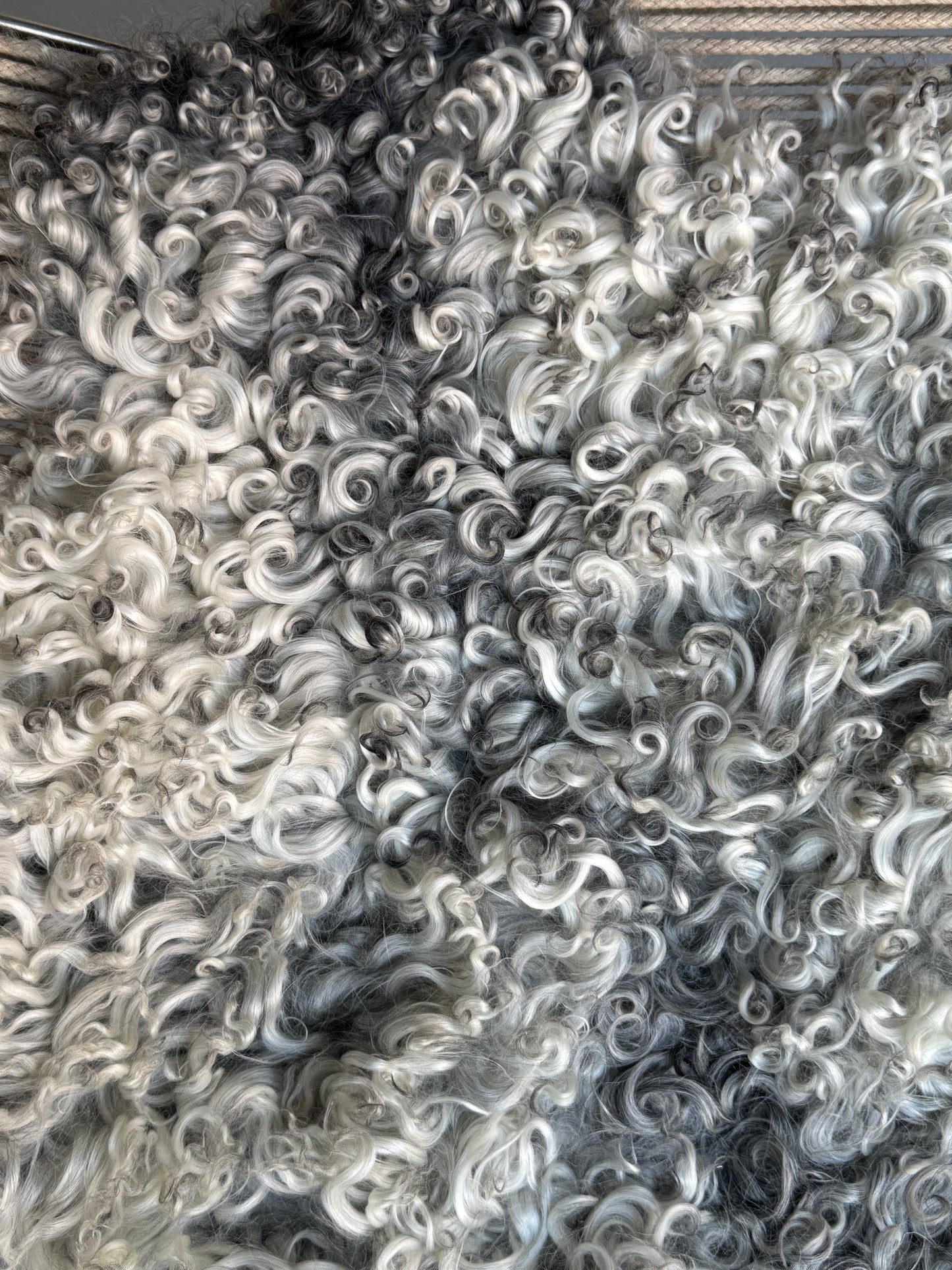 ONE OF A KIND Gotland Long Wool White/Grey Mix Sheepskin