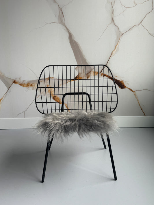 B Grade Silver Icelandic Sheepskin Chair Pad