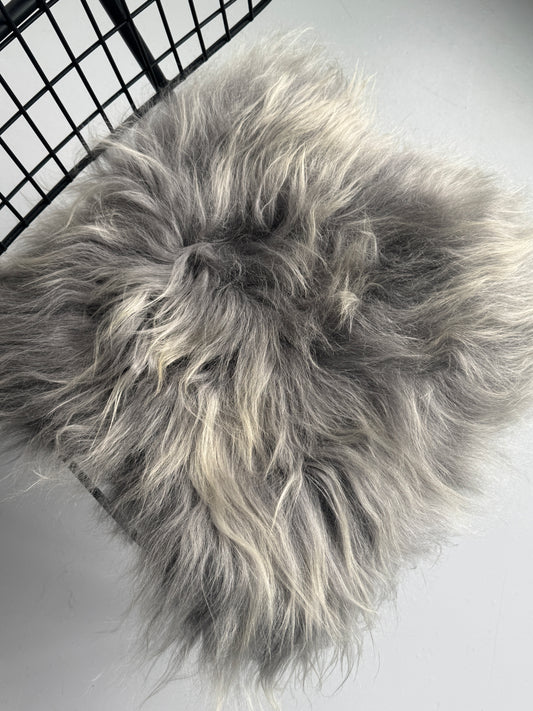 B Grade Silver Icelandic Sheepskin Chair Pad