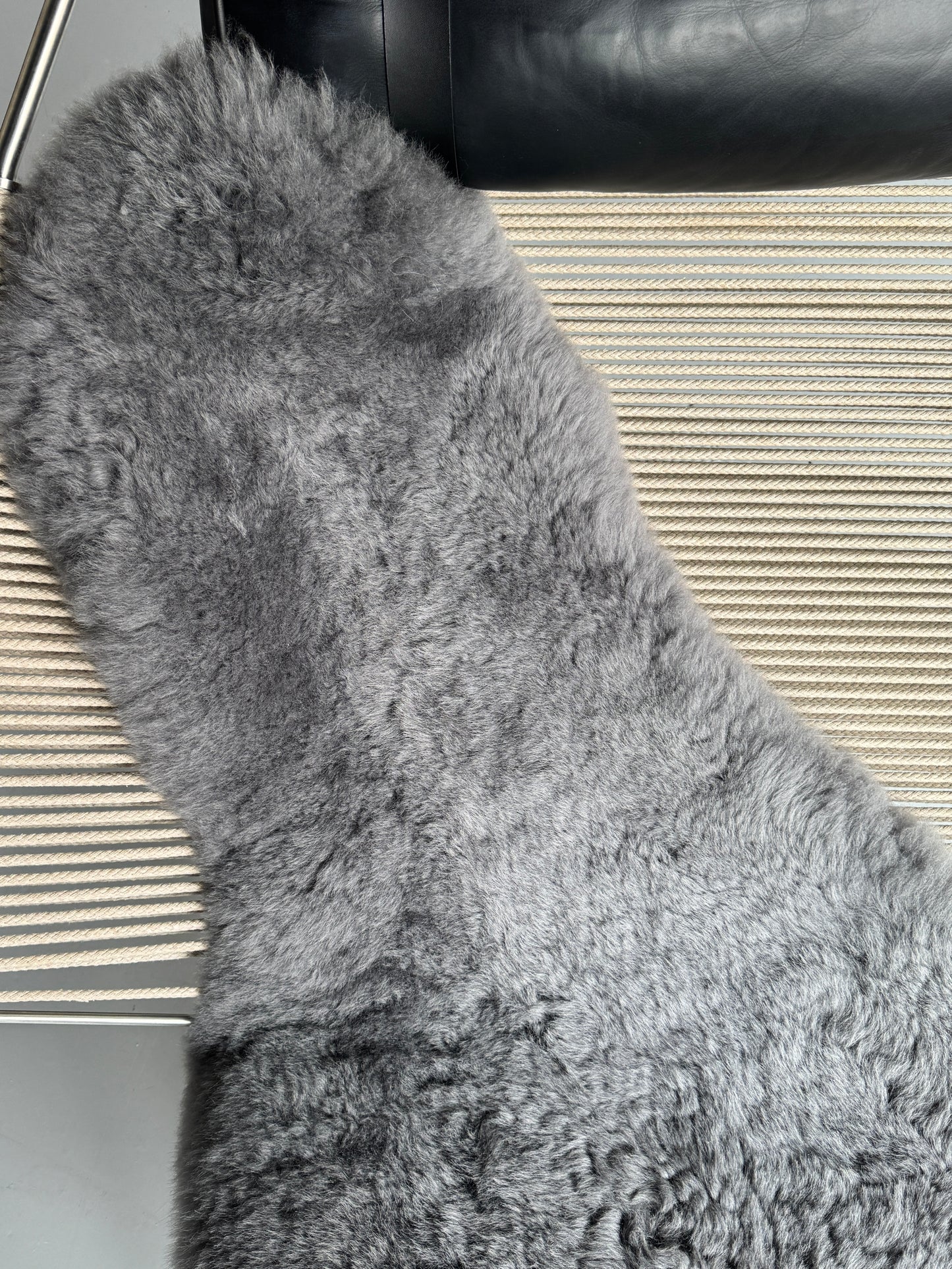 ONE OF A KIND Shorn Silver Odd Shape Icelandic Sheepskin