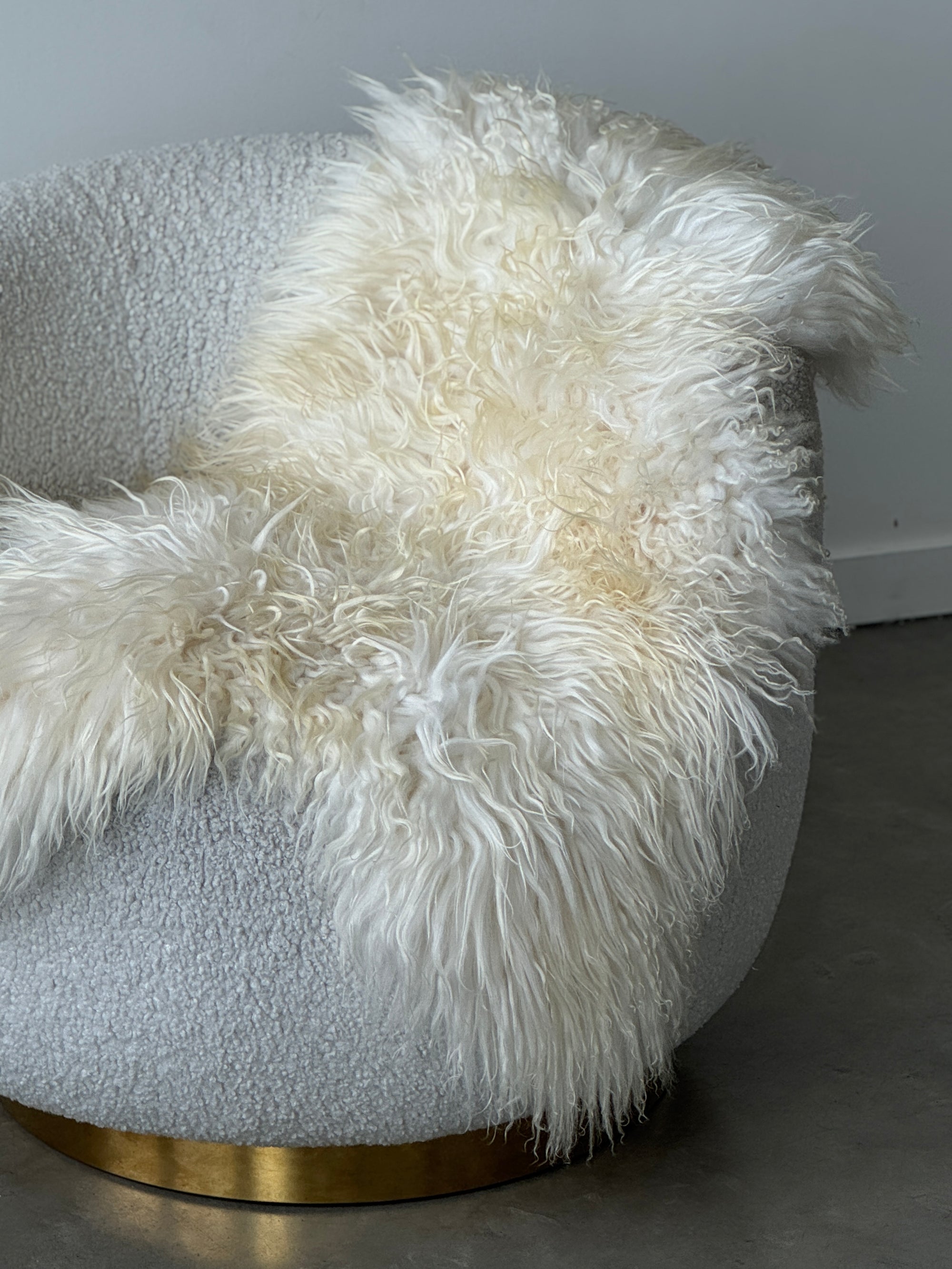 Natural White Icelandic Curly Sheepskin