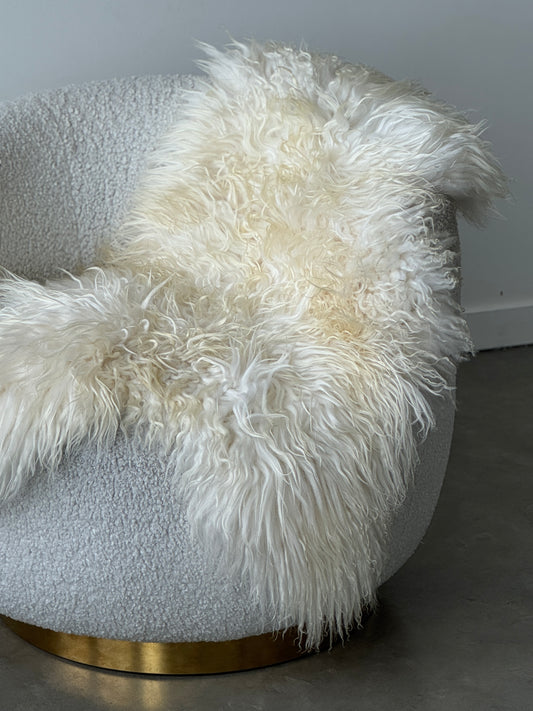 White Icelandic Curly Sheepskin