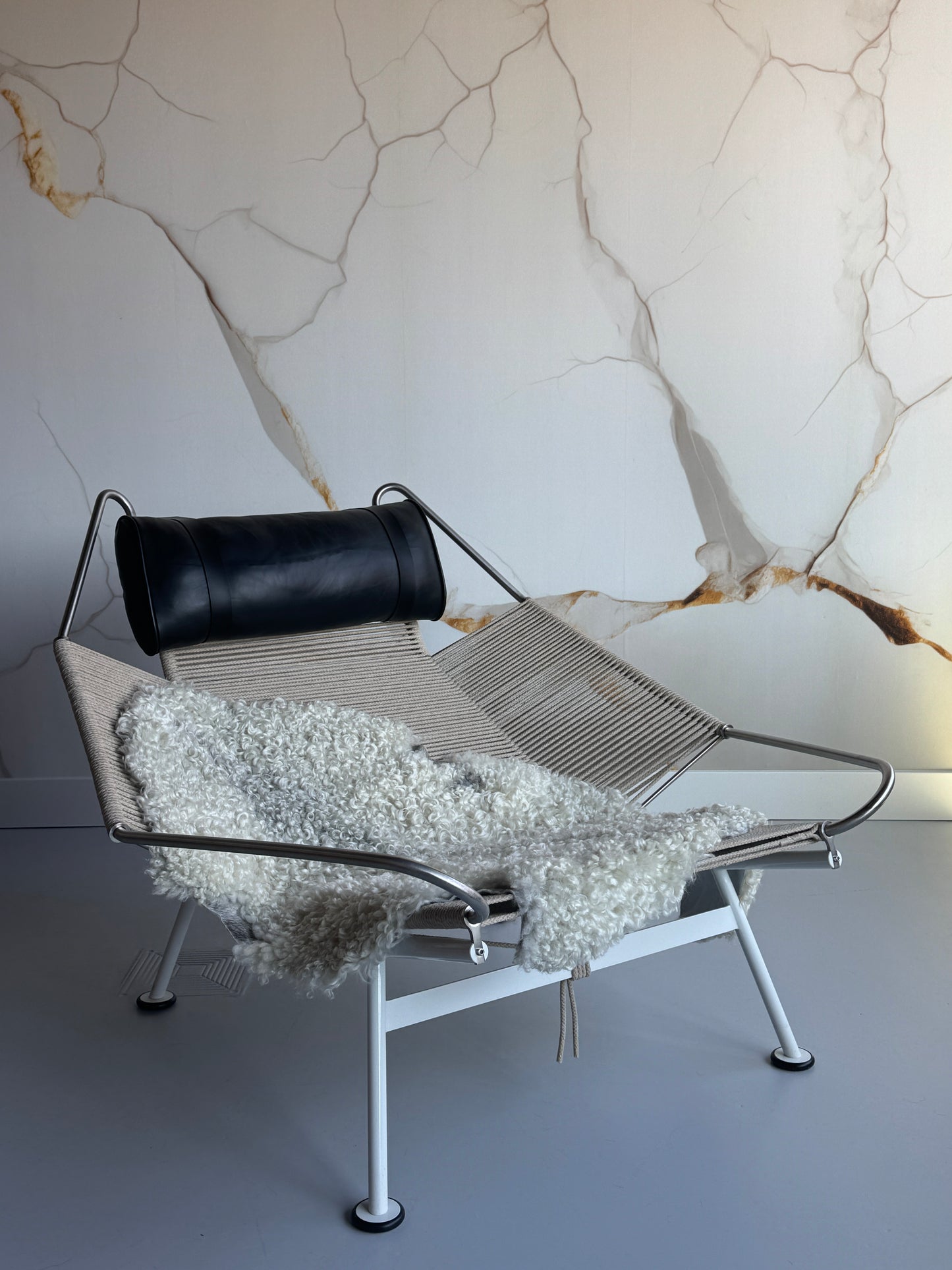 ONE OF A KIND White Medium Wool Gotland Sheepskin with baby grey