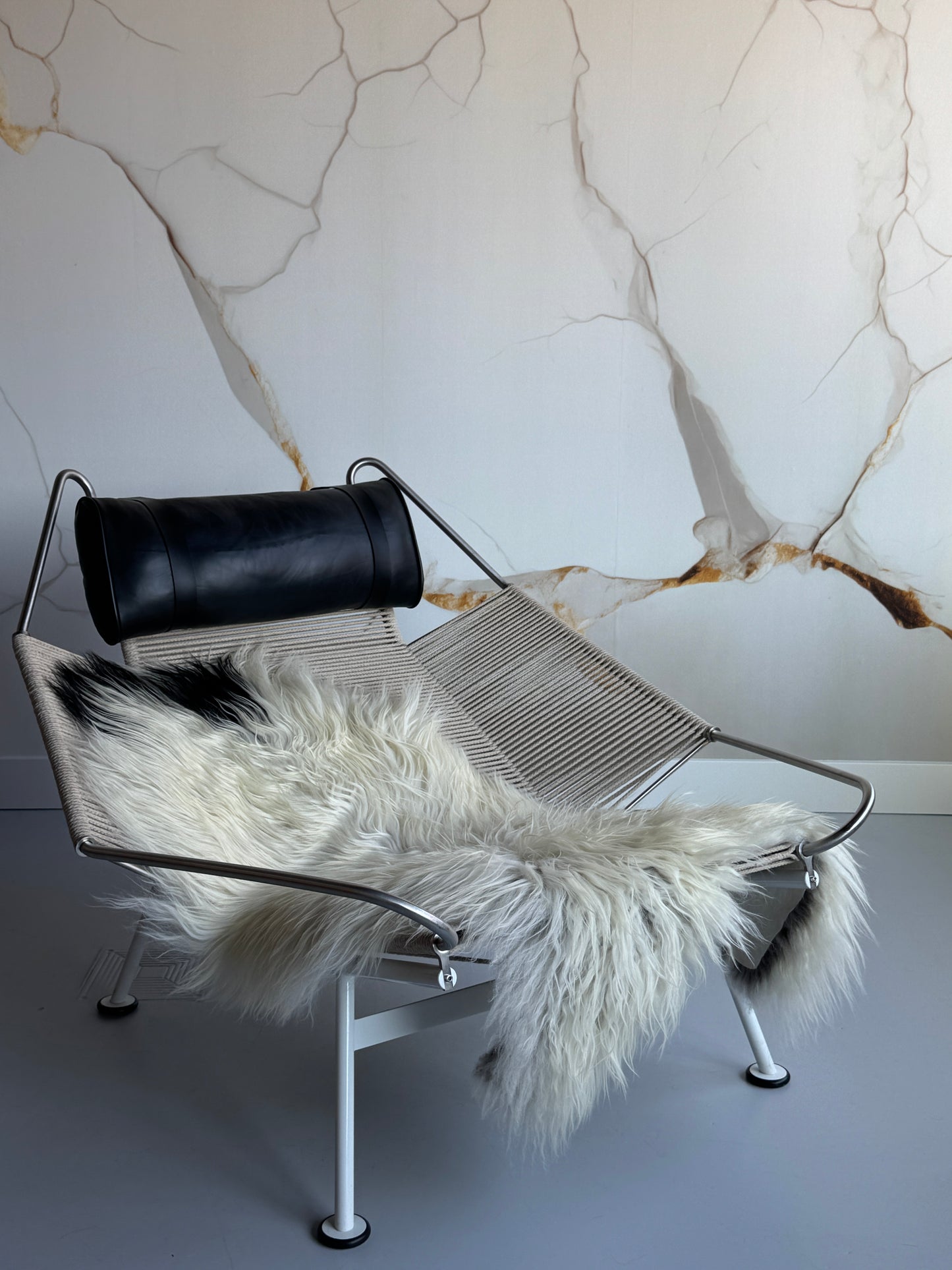 ONE OF A KIND White with Black Spot Icelandic Sheepskin