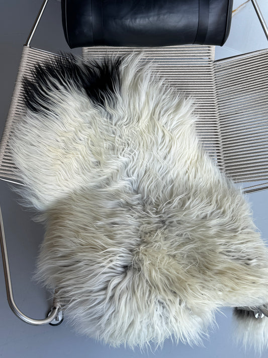 ONE OF A KIND White with Black Spot Icelandic Sheepskin
