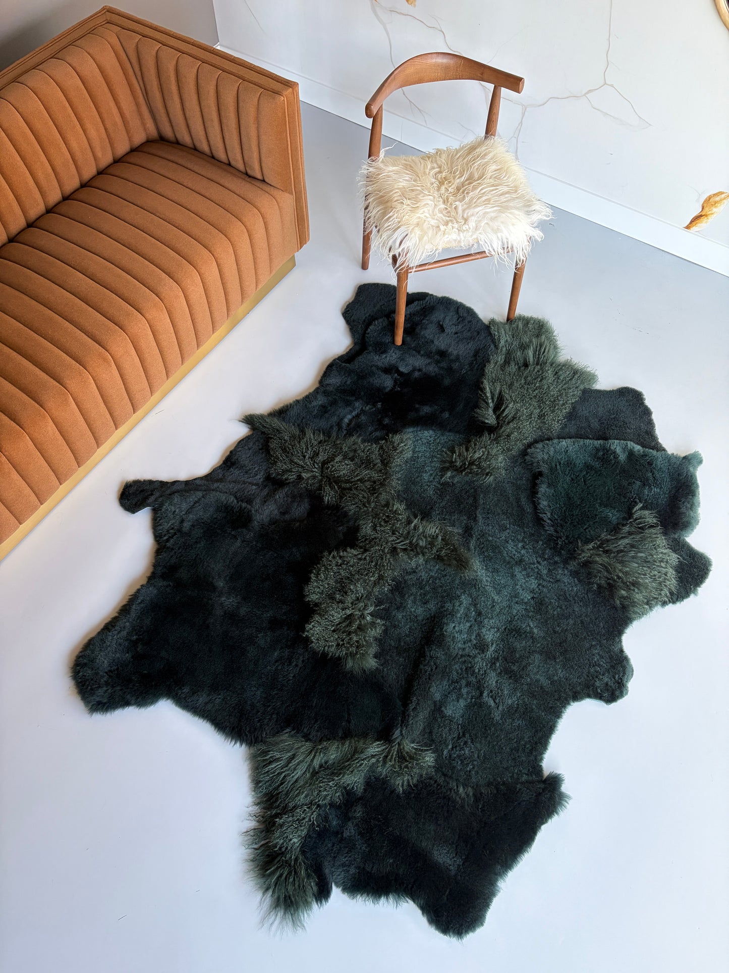 Bottle Green Sheepskin Rug