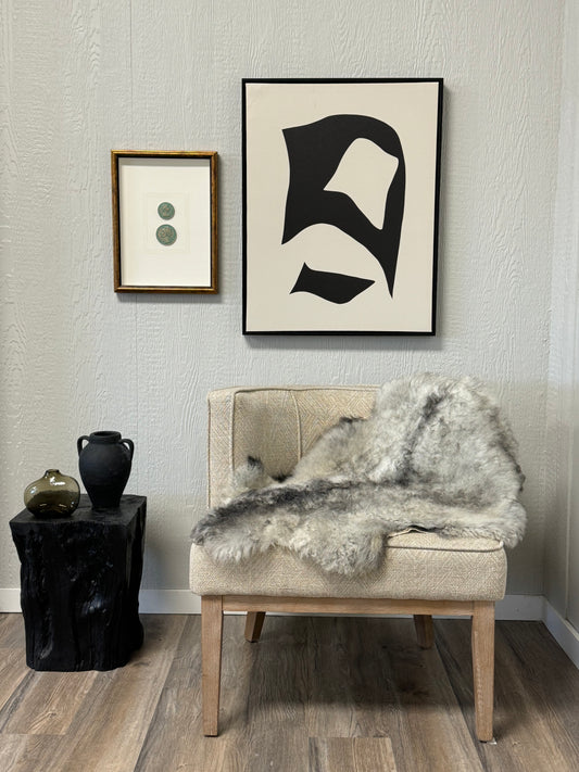 ONE OF THE KIND Small Icelandic Shorn Black and White Sheepskin