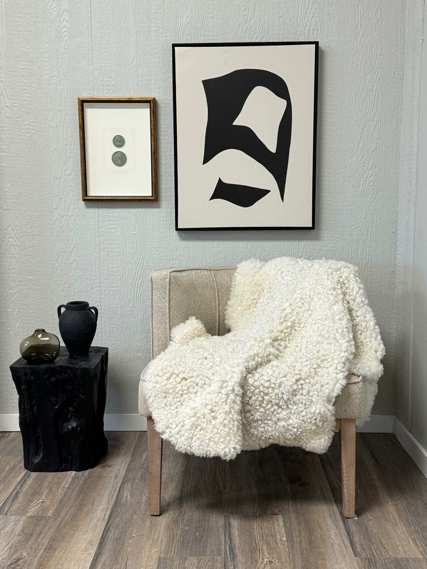 XL White Medium Wool Gotland Sheepskin - RARE