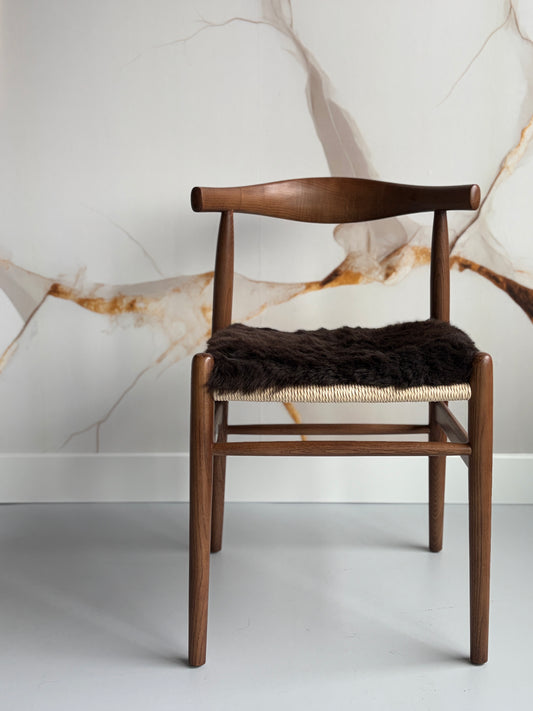 ONE OF A KIND Icelandic Shorn Chocolate Brown Sheepskin Chair Pad
