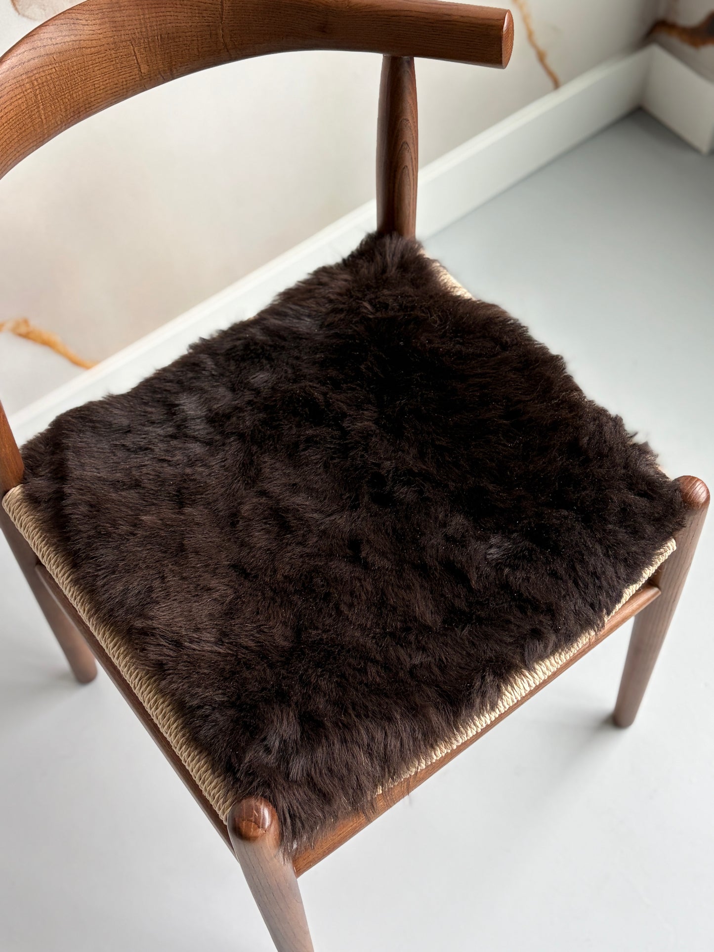 ONE OF A KIND Icelandic Shorn Chocolate Brown Sheepskin Chair Pad