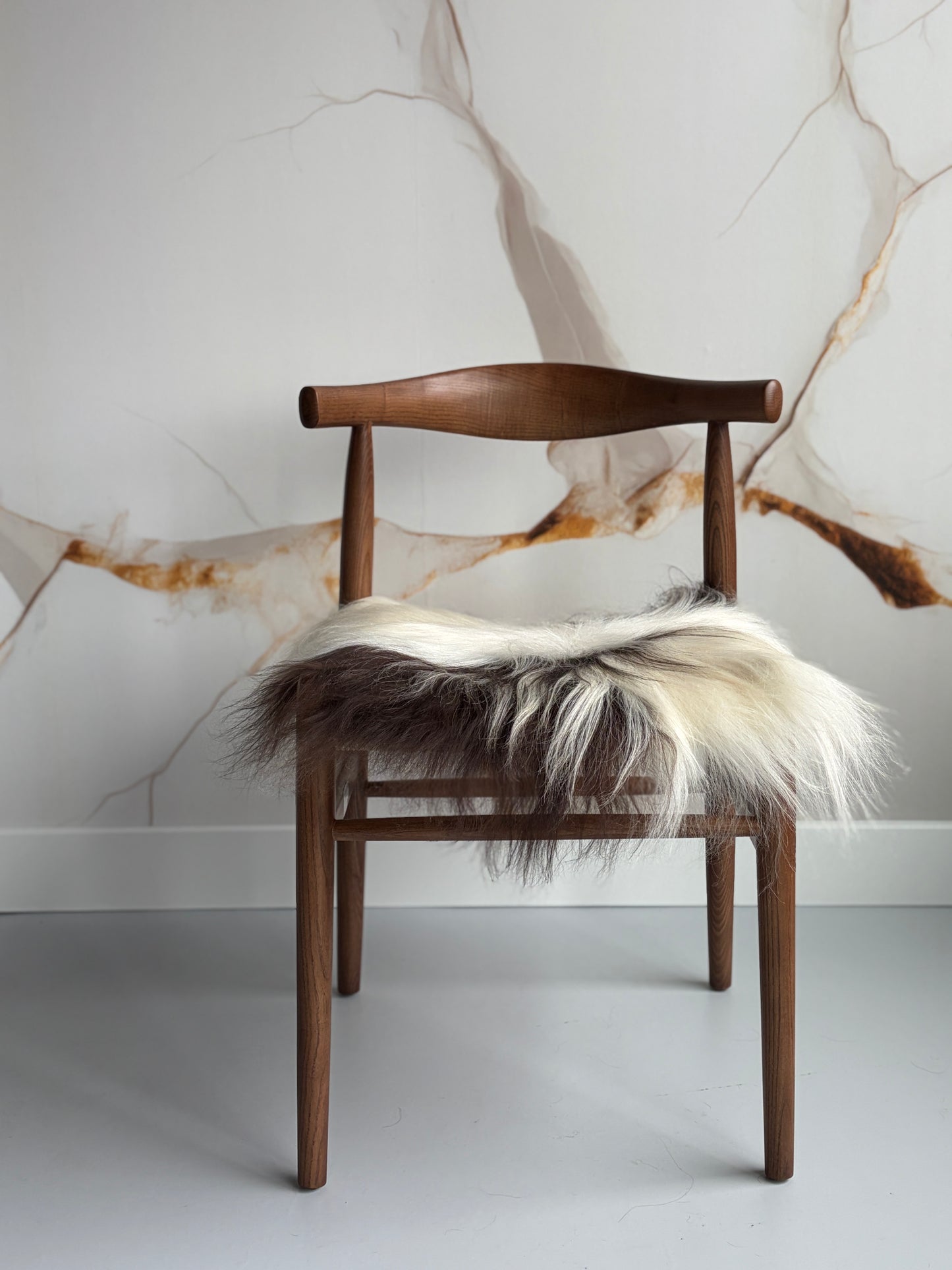 ONE OF A KIND Icelandic Dark Brown Spotted Sheepskin Chair Pad