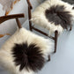 ONE OF A KIND Matching Pair of Black Spotted Icelandic Sheepskin chair pads