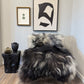 ONE OF A KIND XL Long Wool Icelandic Sheepskin in Black/White/Grey