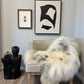 ONE OF A KIND Long Wool Icelandic Sheepskin in Light Natural Grey, Spotted