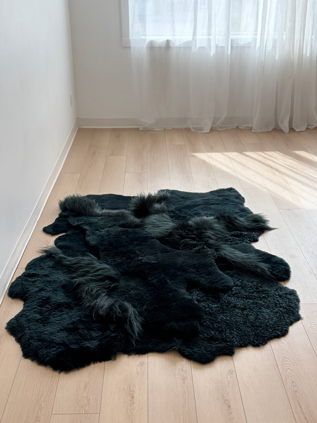 ONE OF A KIND Bottle Green Sheepskin Rug