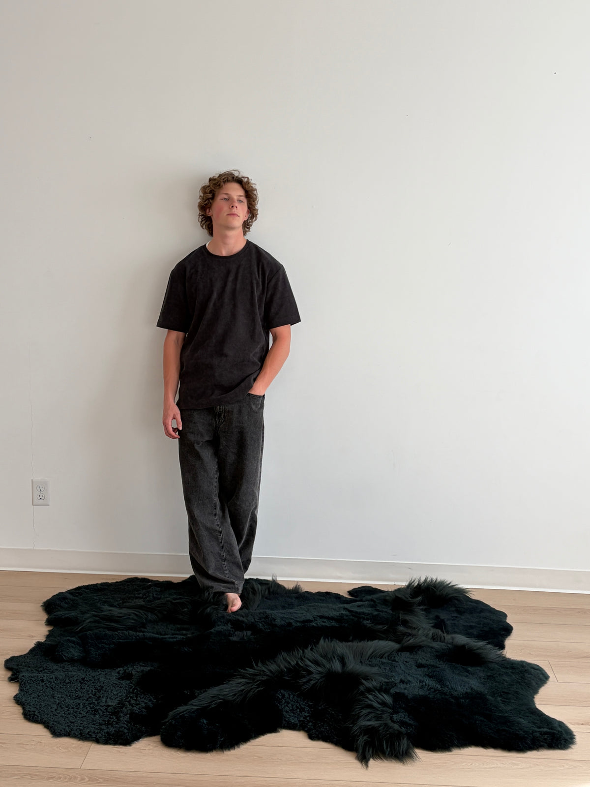 ONE OF A KIND Bottle Green Sheepskin Rug