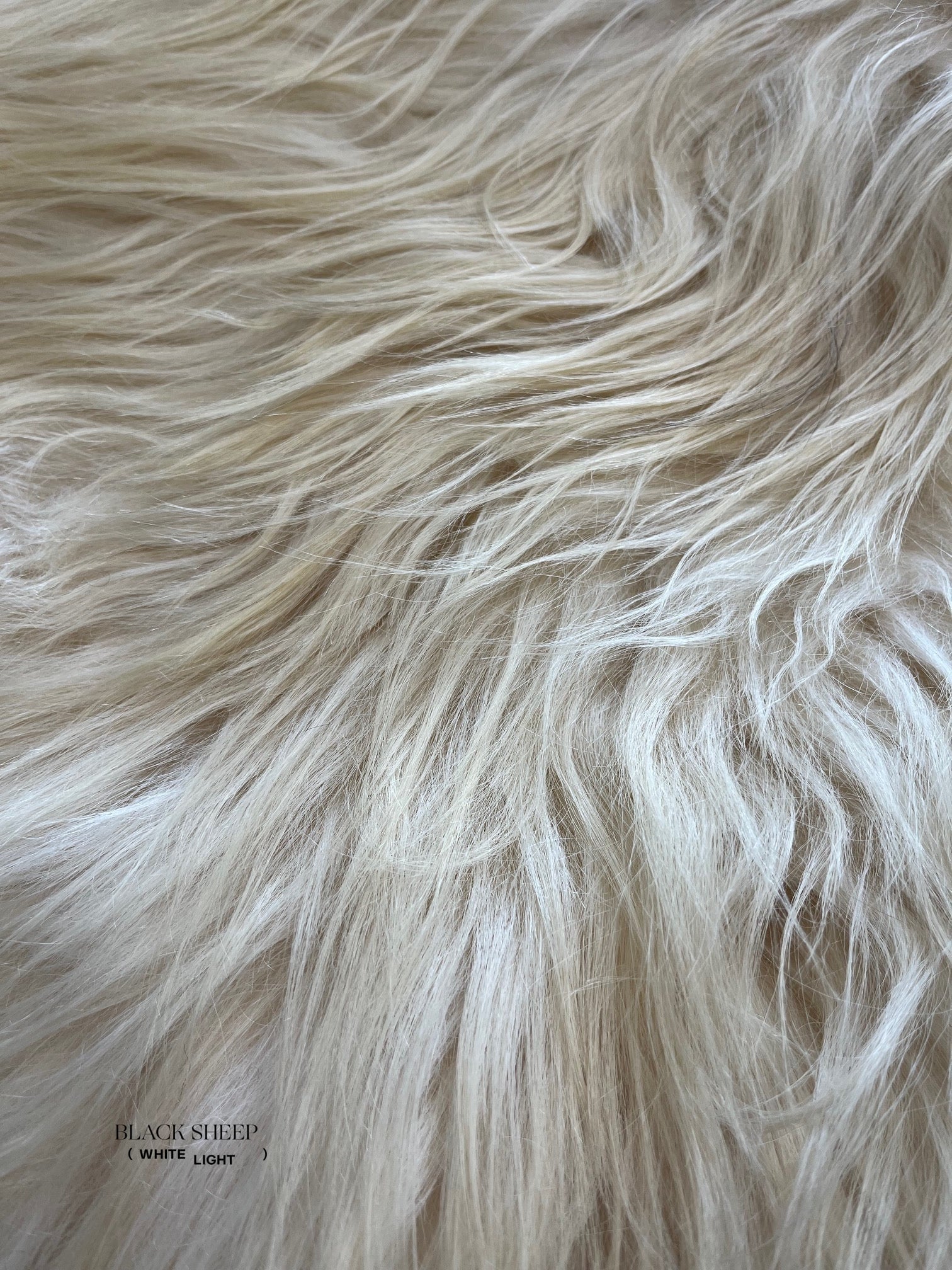 ONE OF THE KIND Icelandic Cream Sheepskin, Large - Black Sheep (White Light)